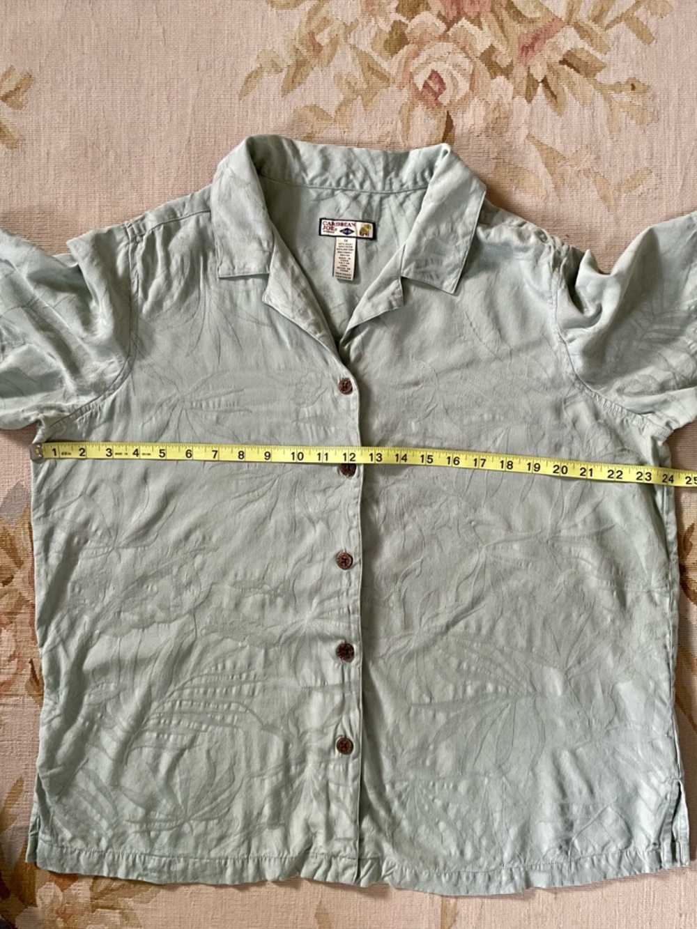 Caribbean Joe Sage Green Women's Blouse with Palm Logo - Picture 4 of 5
